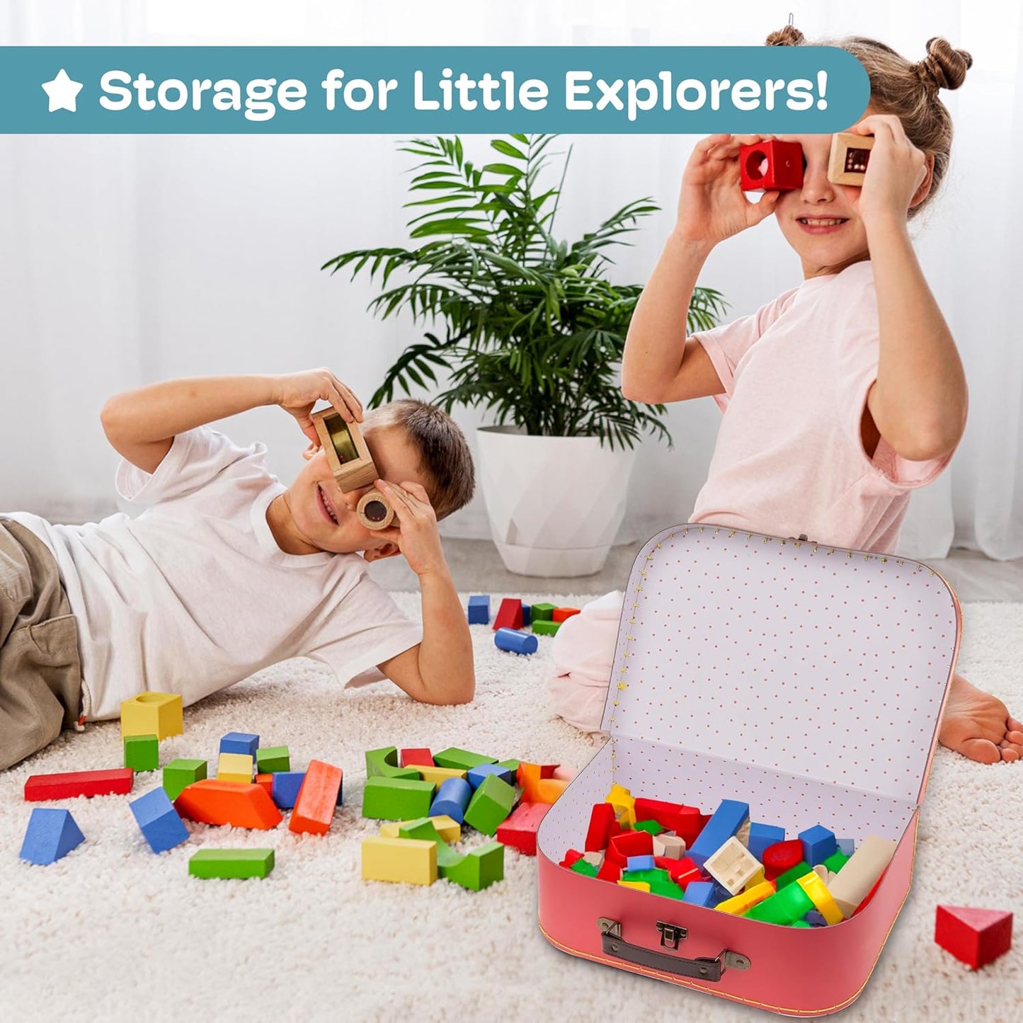 Decorative Storage Boxes Set of 3 - World Map Mini Suitcase Style Cardboard Suitcase with Brass Clasps and Handle - Ideal for Travel Decor, Event Props and Gift Presentation