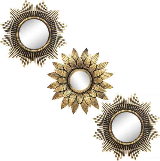 Small round Decor Wall Mirrors Set of 3 Home Accessories for Bedroom, Living Room & Dinning Room (BM013)